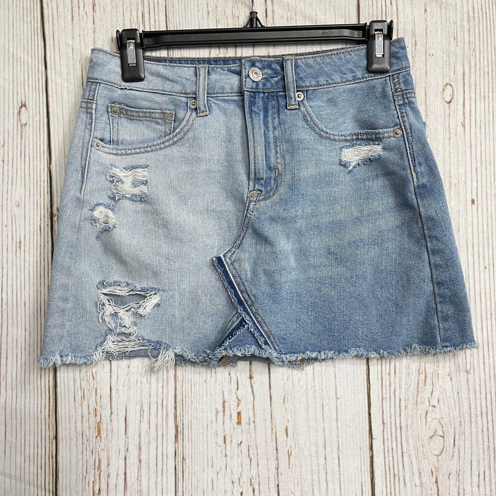 American Eagle Outfitters Two-Tone Denim Mini Skirt